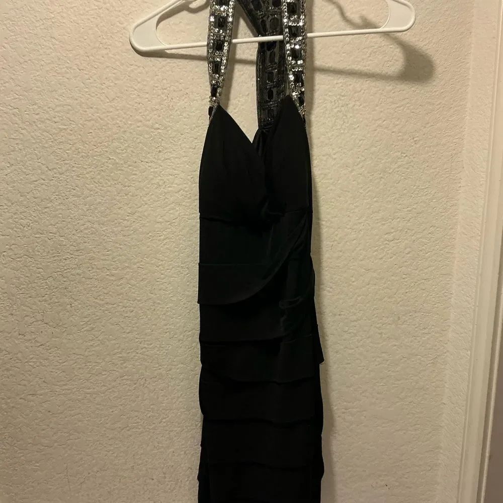 City Triangles Black Tiered Backless Dress